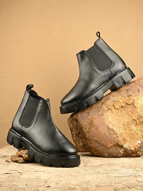Buy Hoversoul Men's Black Aristo Chunky Chelsea Boots at Best