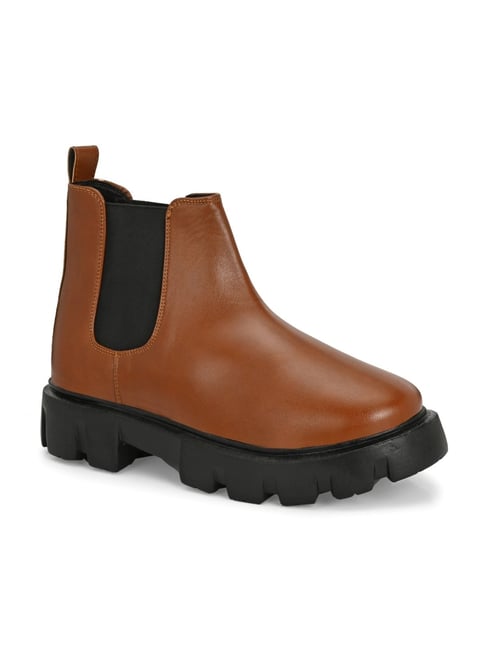 Buy Hoversoul Men's Tan Aristo Chunky Chelsea Boots at Best Price