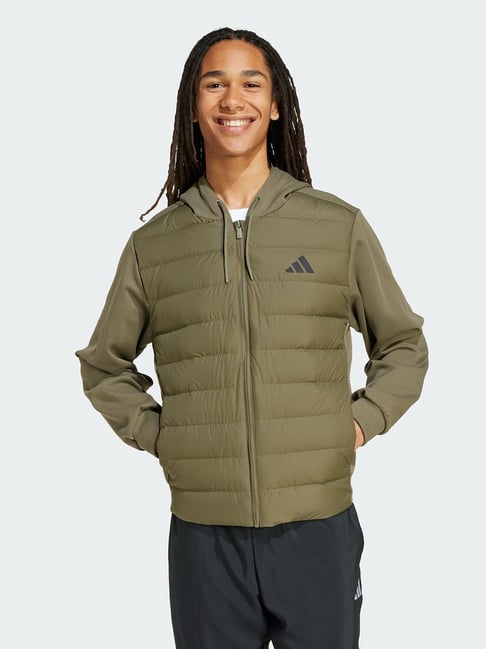Adidas Green Regular Fit Printed Hooded Jacket-picture-24