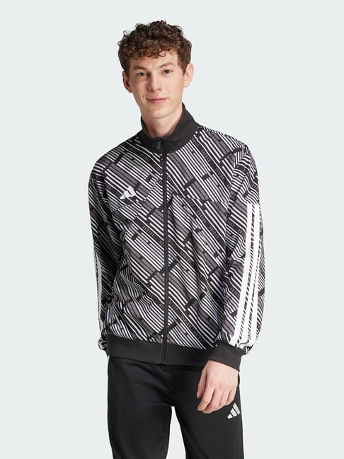 Adidas Black Loose Fit Printed Sports Jacket-image-44
