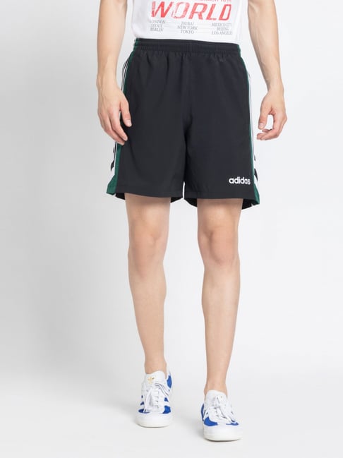 Adidas Originals Black Loose Fit Striped Sports Shorts