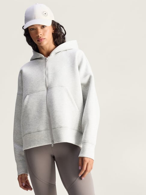 Adidas Grey Loose Fit Sports Hoodie-image-27