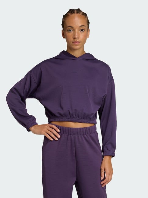 Adidas Purple Loose Fit Sports Hoodie