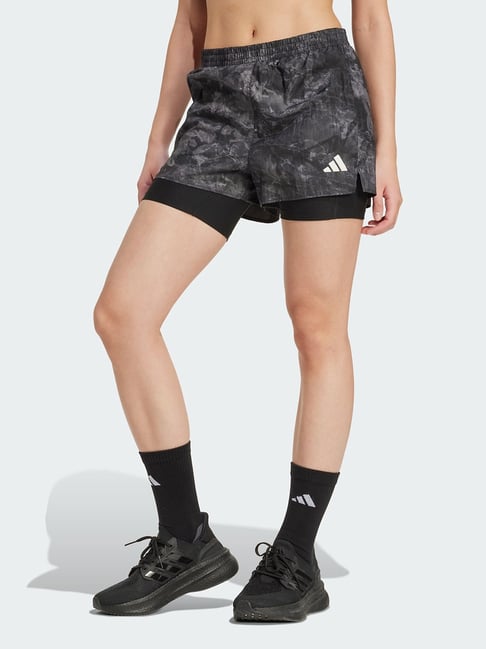 Adidas Grey Regular Fit Printed Sports Shorts