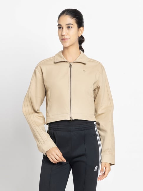 Adidas Originals Beige Cotton Regular Fit Sports Jacket