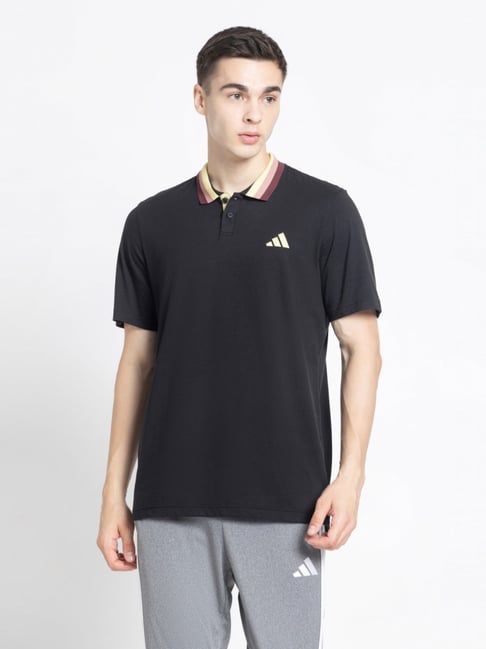 Adidas Black Cotton Regular Fit Sports Polo-picture-20