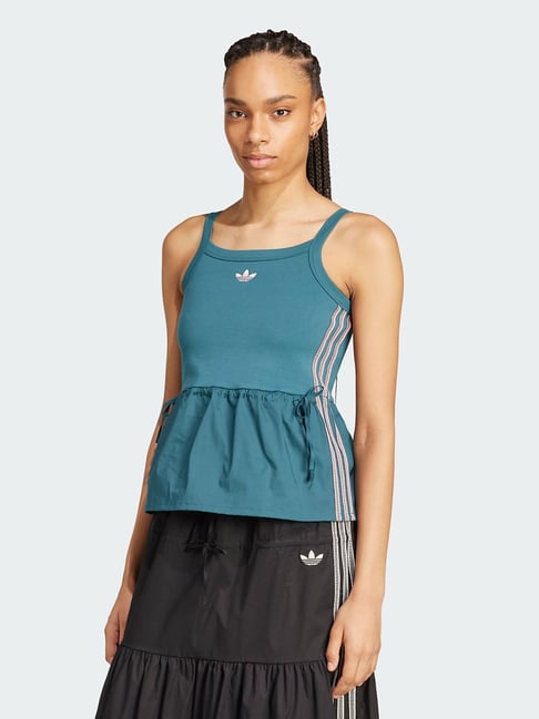 Adidas Originals Green Cotton Slim Fit Sports Top-picture-40
