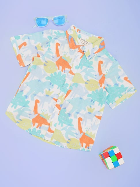 Pantaloons Baby Boys White Cotton Printed Shirt