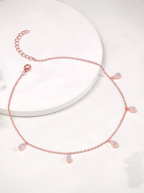 GIVA 925 Sterling Silver Rose Gold Anklets for Women