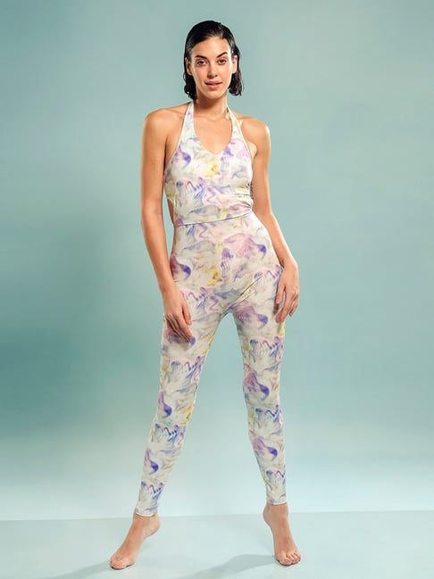 Trove Label Peach & White Blended Abstract Body Suit-picture-12