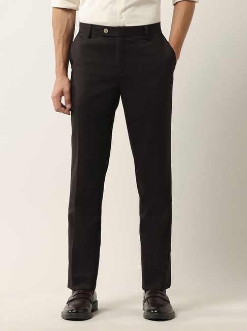 Arrow Brown Slim Fit Self Pattern Trousers-picture-17