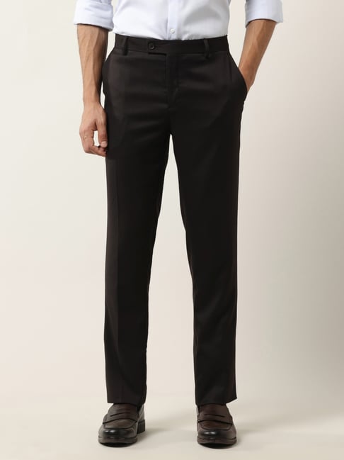 Arrow Brown Slim Fit Self Pattern Trousers-picture-18