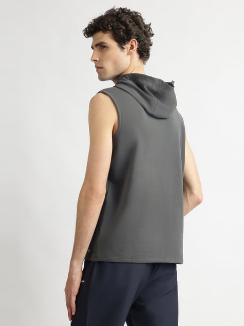 Reebok Grey Cotton Regular Fit Sports Sweatshirt