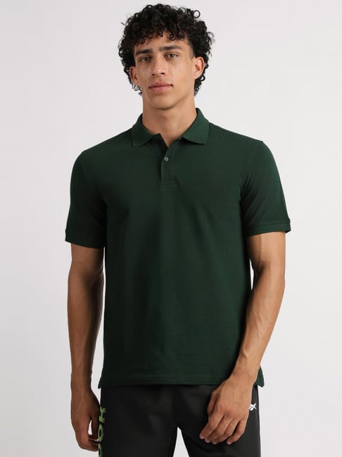 Reebok Green Regular Fit Sports Polo
