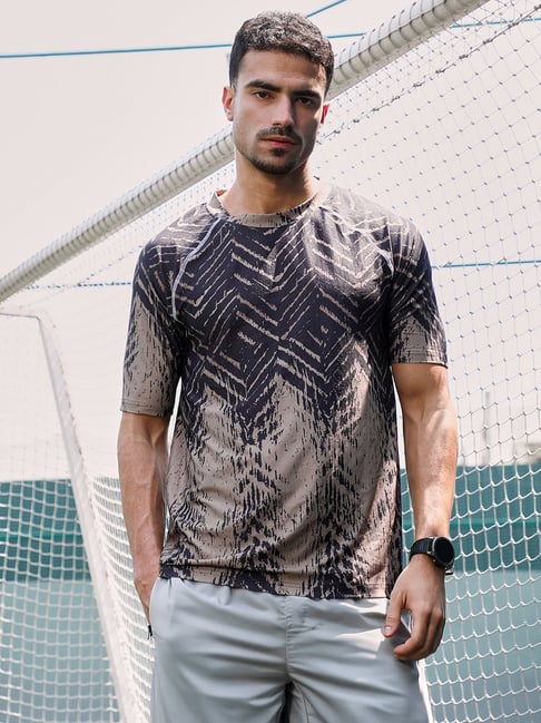 cahoot Campus Sutra Charcoal Black Faded-Chevron Activewear T-Shirt-picture-35