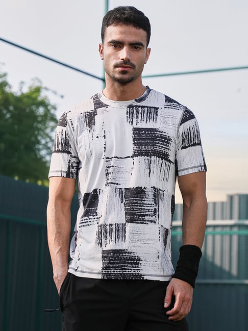 cahoot Campus Sutra Charcoal Black Cream White Contrast-Fade Activewear T-Shirt-picture-39