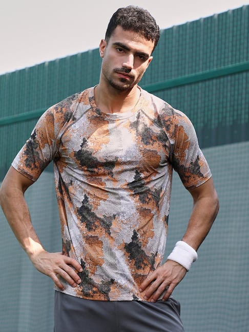 cahoot Campus Sutra Charcoal Black Rust Orange Blur-Imprint Activewear T-Shirt-picture-34