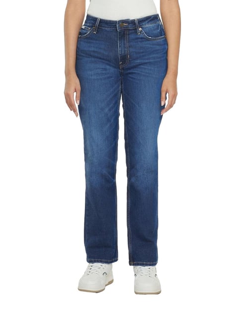 Guess Jeans G08 Dark Blue Mid Rise Straight Fit Denim Jeans