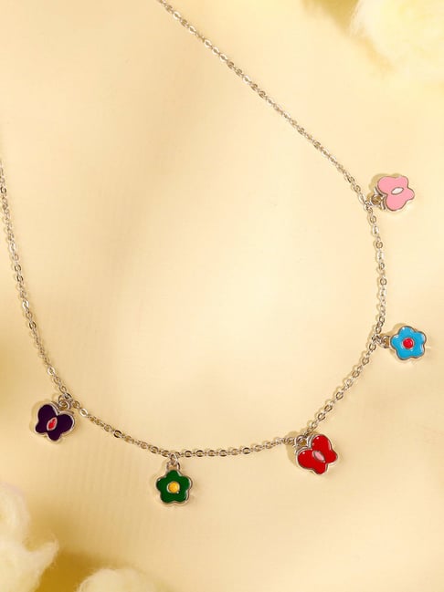 GIVA 925 Silver Colourful Flutter Kids Necklace
