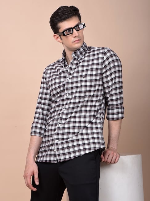 Crimsoune Club Wine Cotton Checked Shirt-picture-16
