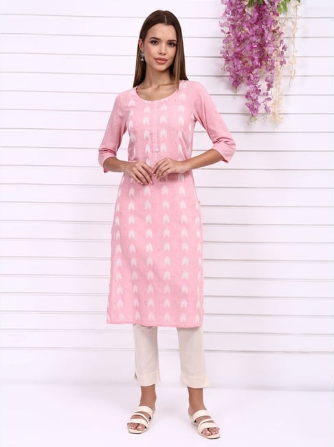 Aurelia Pink Regular Fit Printed Kurta-picture-43