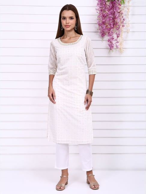 Aurelia White Regular Fit Printed Kurta-picture-45