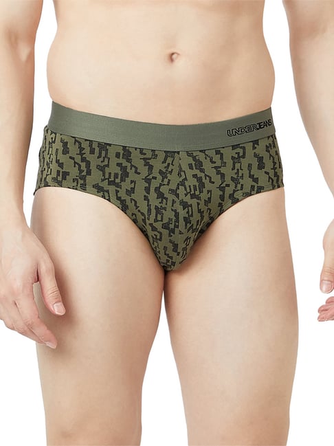 UnderJeans by Spykar Olive Black Blended Printed Mid Rise Briefs-picture-20
