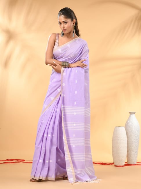 Charukriti Purple Embellished Saree with Subtle Striped Pallu-picture-32
