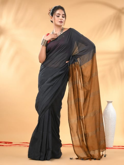 Charukriti Grey & Mustard Embellished Saree-image-6