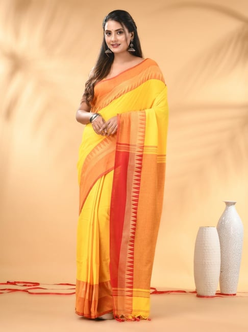 Charukriti Yellow & Red Embellished Saree-picture-14