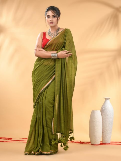 Charukriti Olive Embellished Saree-picture-10
