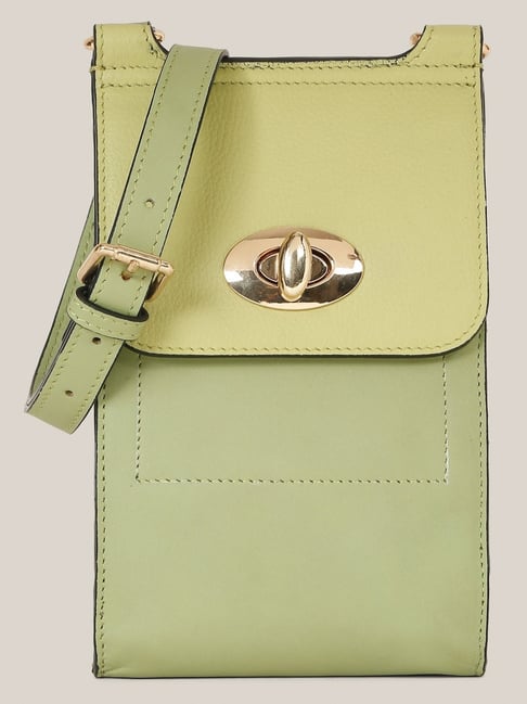 Hats Off Accessories Lime Green Large Leather Cross Body Bag