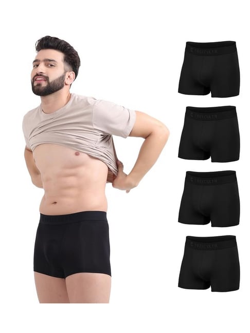 Freecultr Black Modal Regular Fit Solid Trunks (Pack of 5)-picture-12