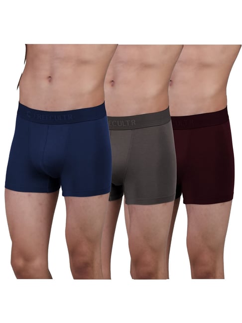 Freecultr Multi Color Modal Regular Fit Solid Trunks (Pack of 3)-picture-44