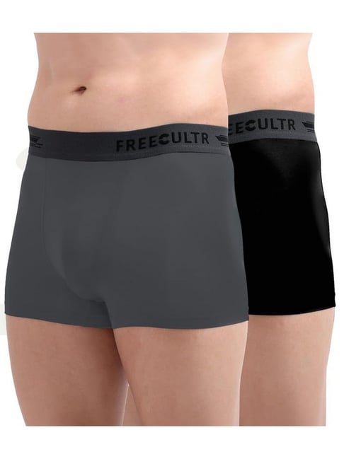 Freecultr Multi Color Modal Regular Fit Solid Trunks (Pack of 2)
