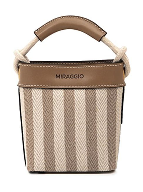 Miraggio Monaco Beige Striped Medium Mini Cross Body Bag