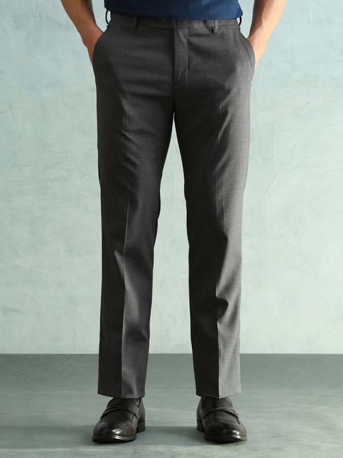 Arrow Grey Slim Fit Trousers-picture-34