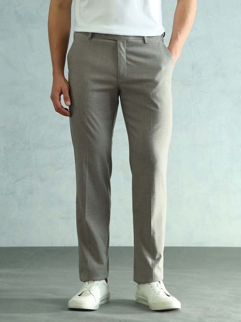 Arrow Grey Slim Fit Trousers-picture-39