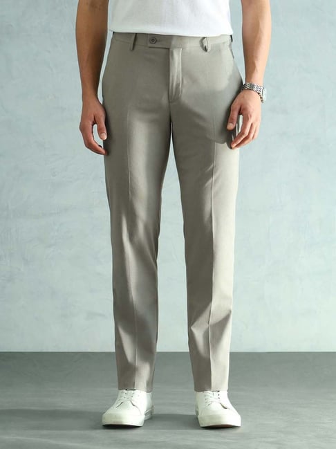 Arrow Beige Slim Fit Trousers-picture-36