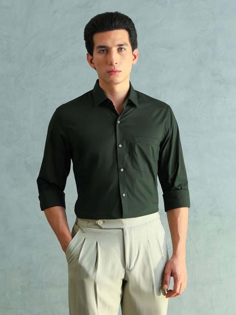 Arrow Green Cotton Slim Fit Shirt