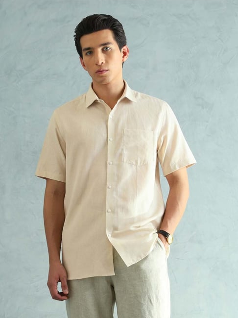Arrow Beige Cotton Regular Fit Shirt-picture-47