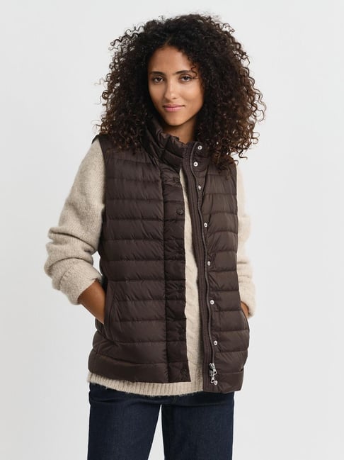 Gant Brown Polyester Solid Sleeveless Jacket-picture-47