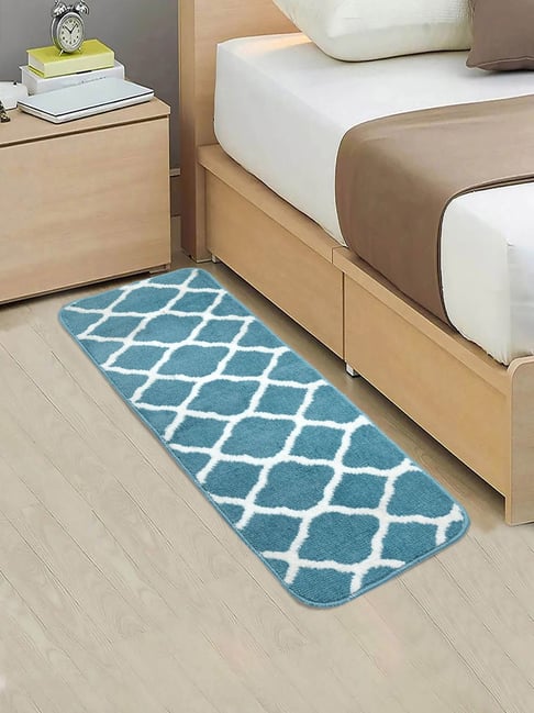 Saral Home Turquoise Blue Cotton Antiskid Bedside Runner-picture-25