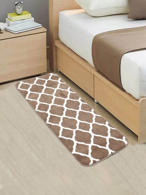 Saral Home Beige Cotton Antiskid Bedside Runner