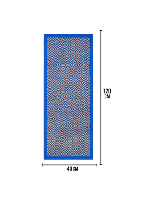 Saral Home Blue Jute & Cotton Anti-Slip Runner