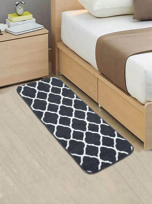 Saral Home Grey Cotton Antiskid Bedside Runner