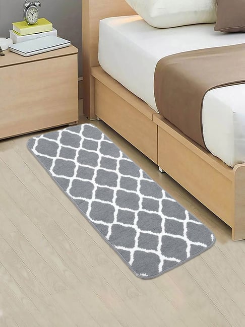 Saral Home Grey Cotton Antiskid Bedside Runner