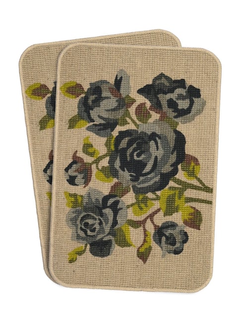 Saral Home Grey Jute Floral Anti-Skid Doormats - Set of 2-picture-44