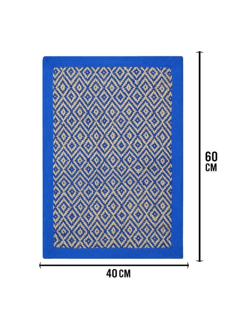 Saral Home Blue Jute & Cotton Anti-Slip Doormat