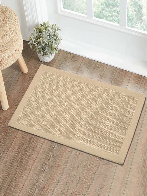 Saral Home Beige Jute & Cotton Chevron Anti-Slip Doormat